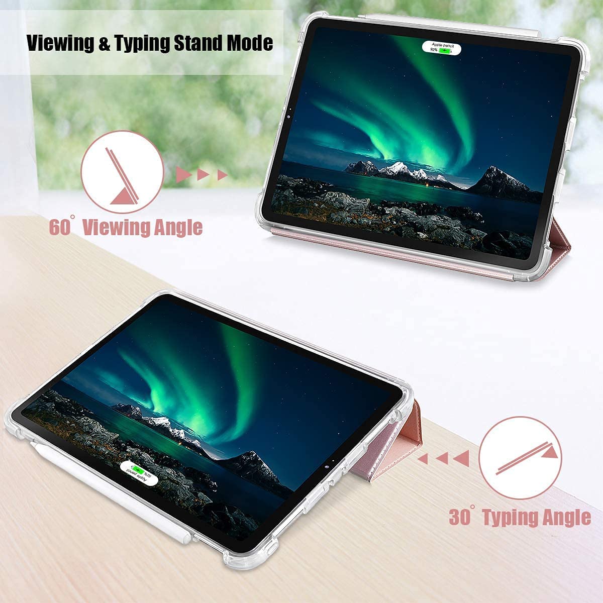 Translucent Frosted Smart Folio Stand Cover for iPad Pro 11 Case 2021/2020/2018，Support Apple Pencil 2 Charging